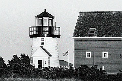 Hyannis Harbor Light Tower in Massachusetts -Gritty Look BW